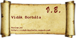 Vidák Borbála névjegykártya